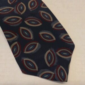 VINTAGE JOHN HENRY Geometric Eye Pattern Blue Grey Italian Silk Necktie